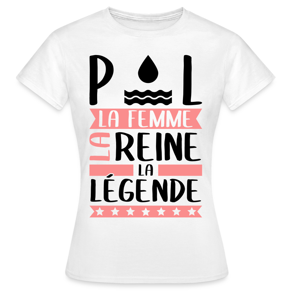 T-shirt femme coloris clair Paule rébus – La femme, la reine, la légende - blanc