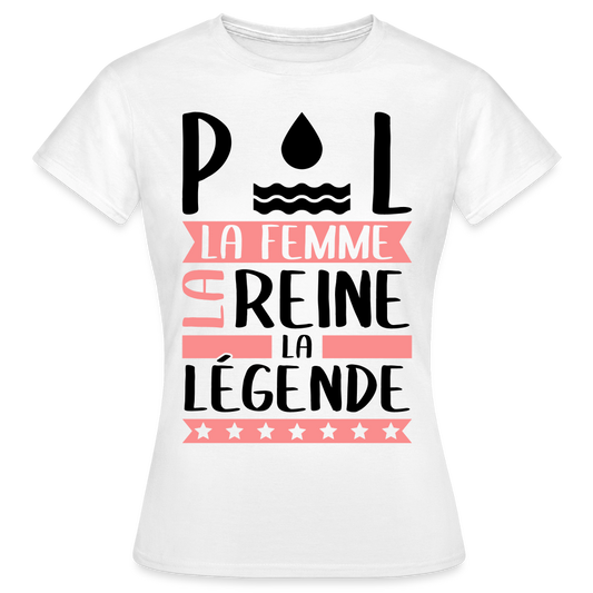 T-shirt femme coloris clair Paule rébus – La femme, la reine, la légende - blanc