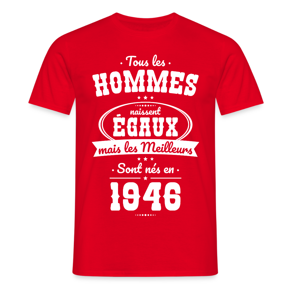 T-shirt anniversaire homme 80 ans – Les meilleurs sont nés en 1946 - rouge