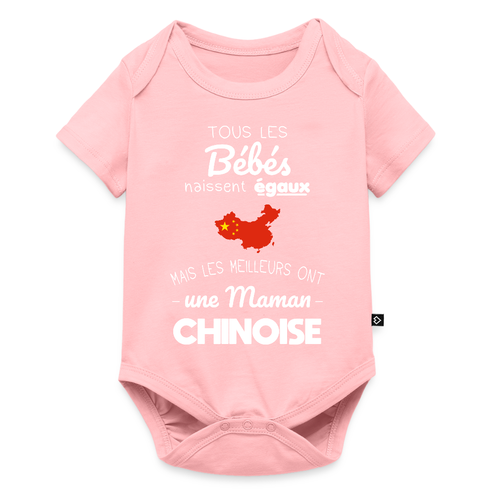 Body Bébé bio manches courtes - Les Meilleurs Ont Une Maman Chinoise - rose