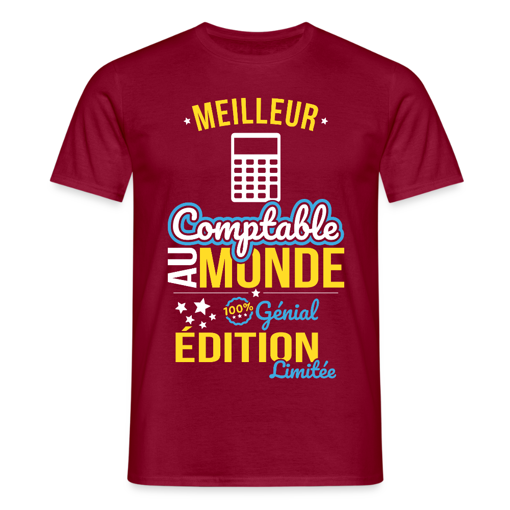 T-shirt Homme - Meilleur Comptable au monde - 100% génial - rouge brique