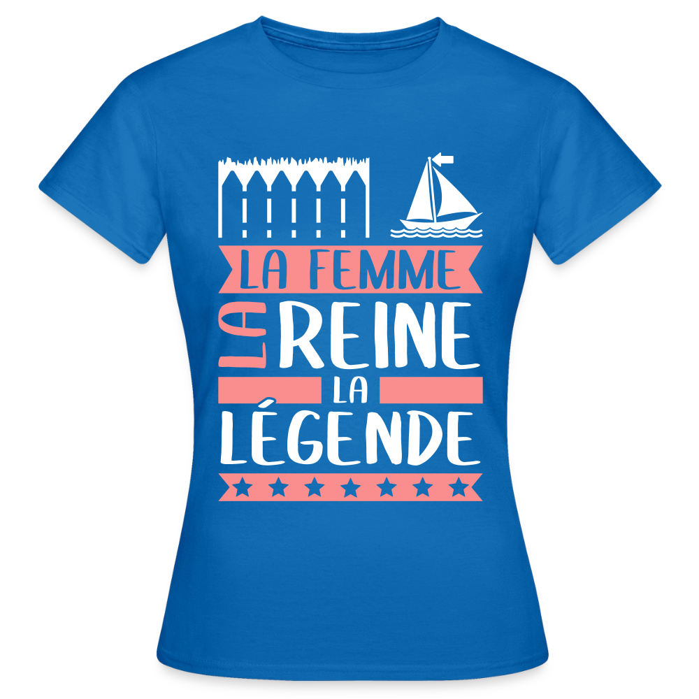 T-shirt femme Emma rébus – La femme, la reine, la légende - bleu royal