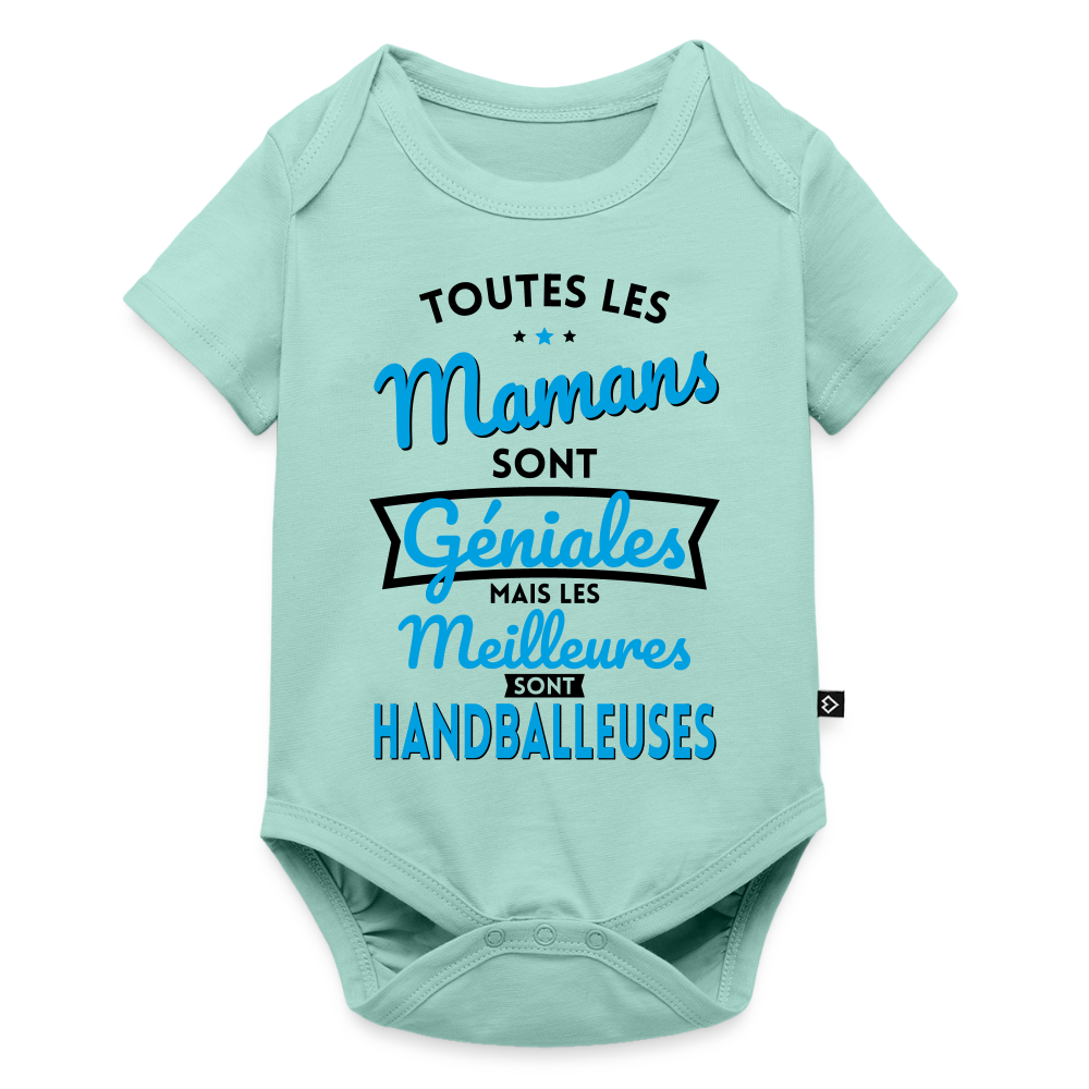 Body Bébé bio manches courtes - Mamans  géniales - Les meilleures sont handballeuses - menthe 