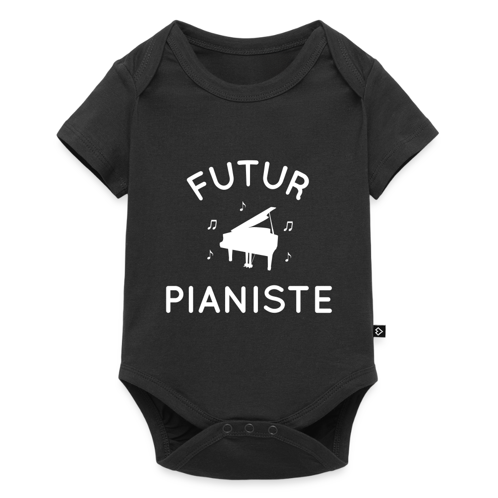 Body Bébé bio manches courtes - Futur pianiste - noir