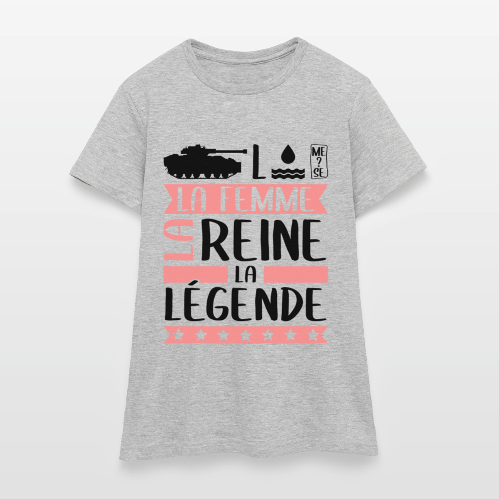 T-shirt femme coloris clair Charlotte en rébus – La femme, la reine, la légende - gris chiné