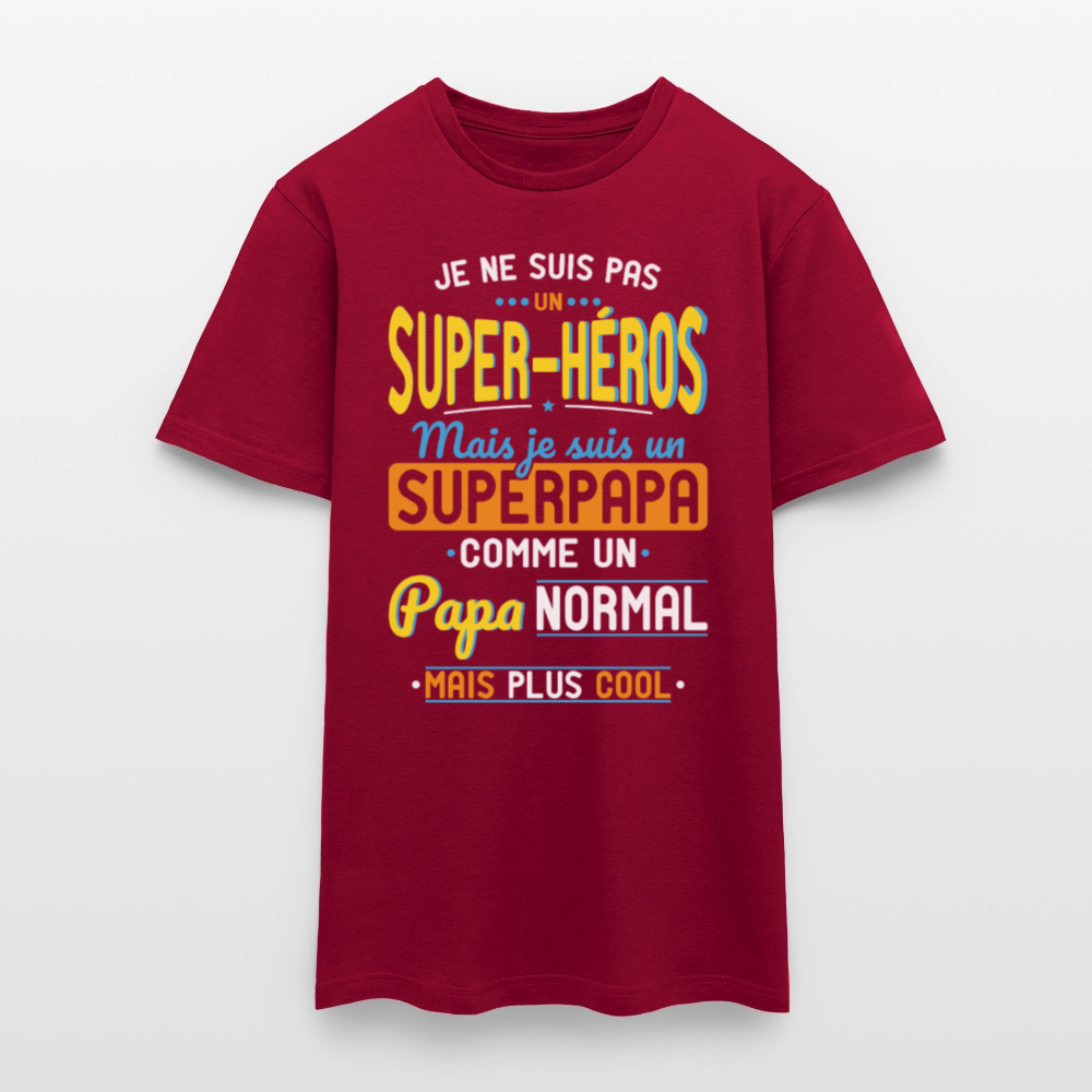 T-shirt Homme - Pas un Super-héros mais un super Papa - rouge brique