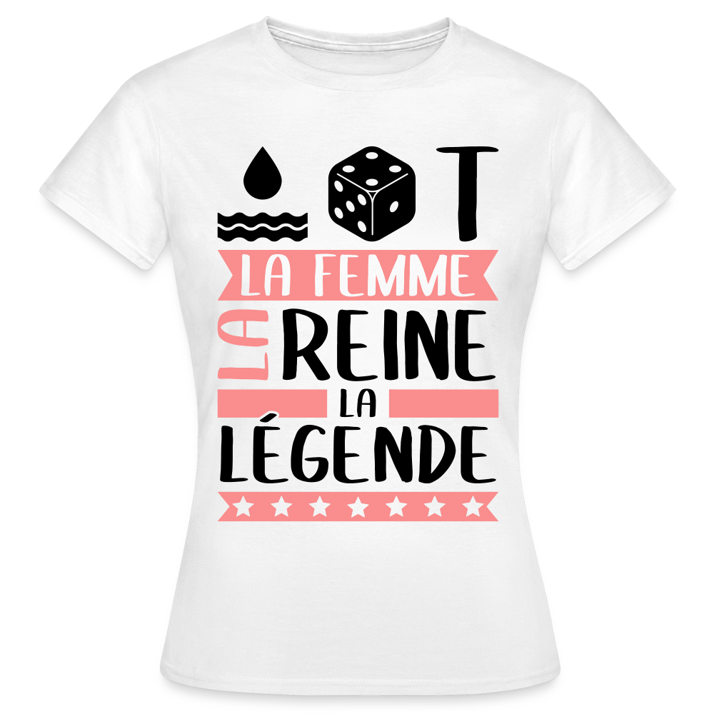 T-shirt femme coloris clair Odette rébus – La femme, la reine, la légende - blanc