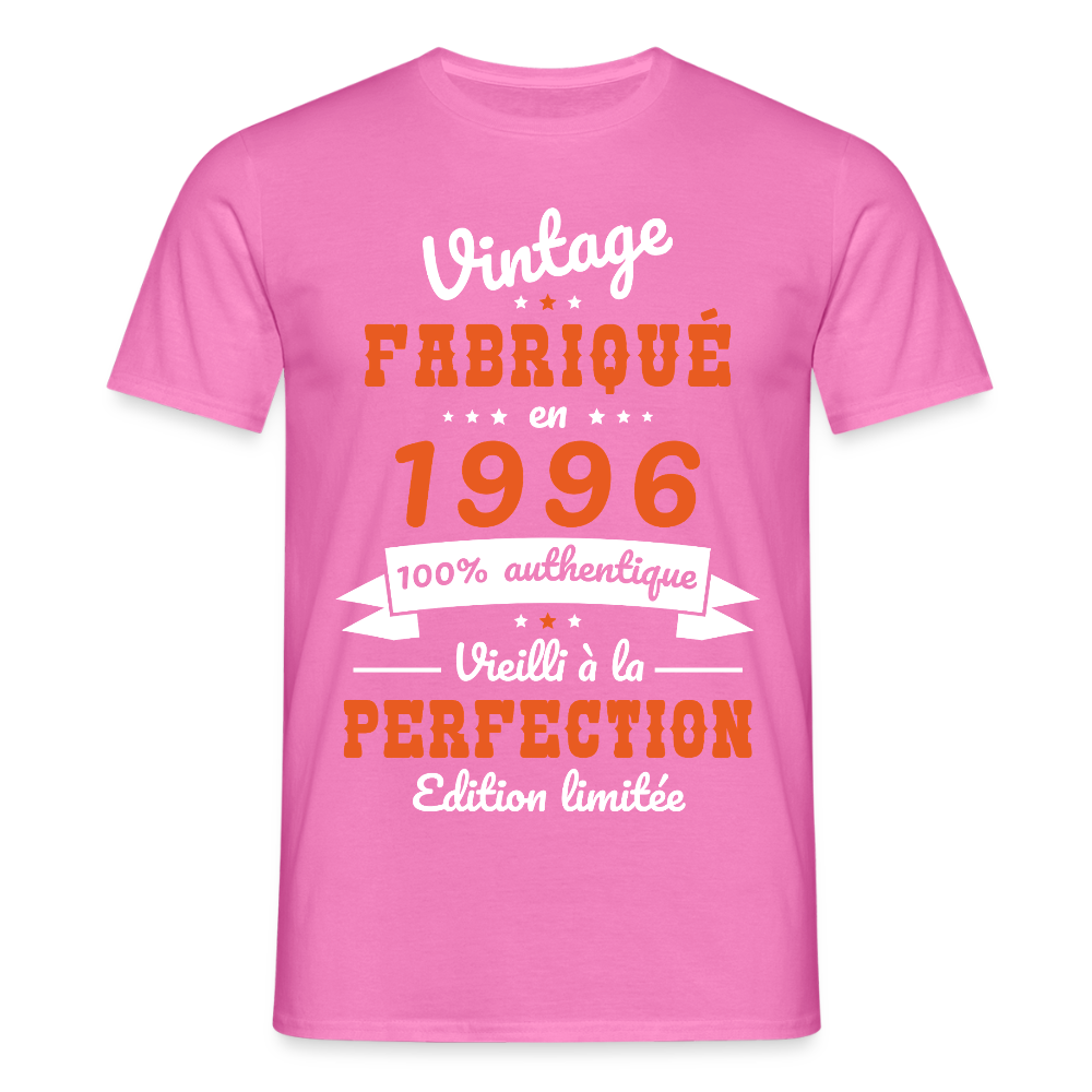 T-shirt anniversaire homme 30 ans – Vintage 1996 - rose