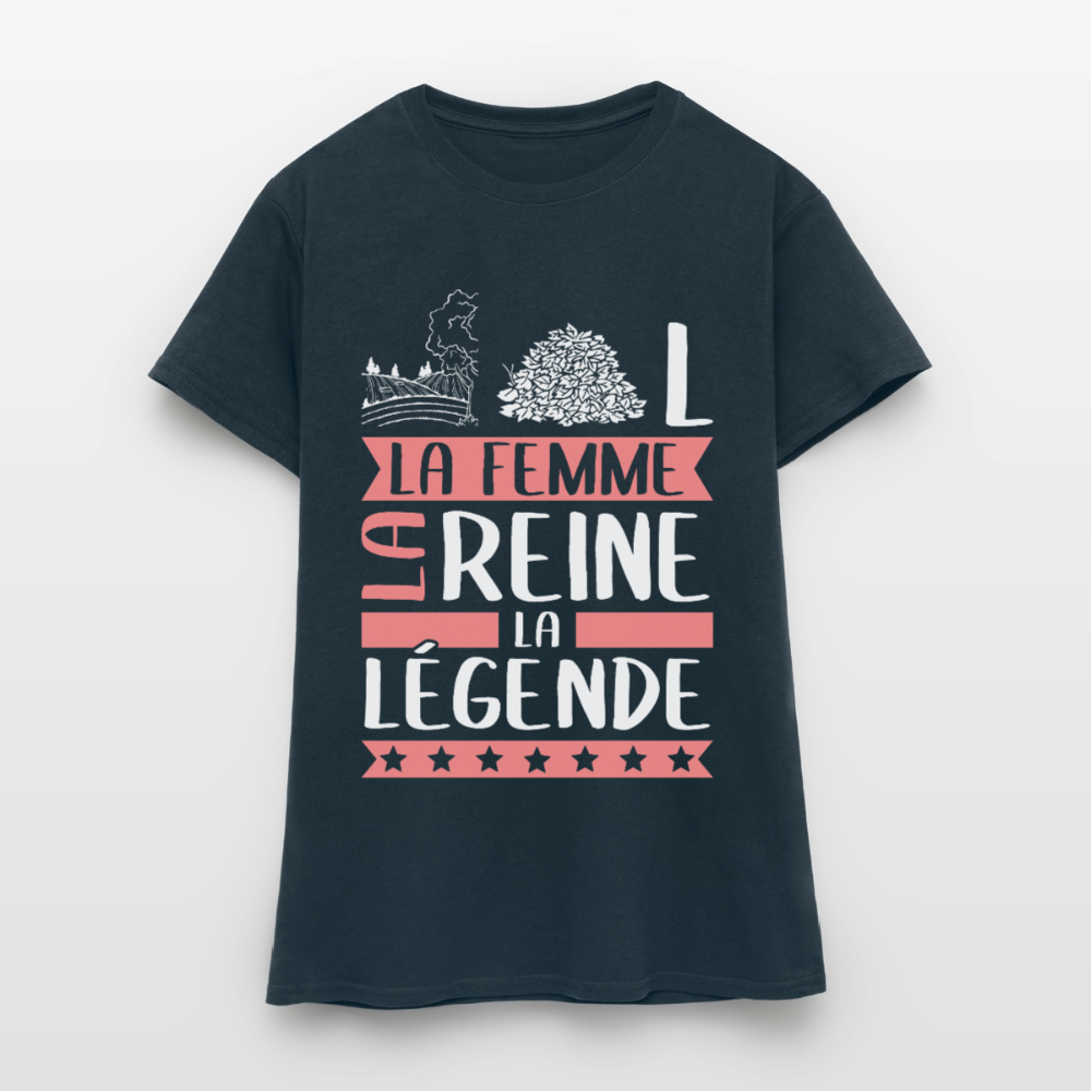 T-shirt femme Chantal rébus – La femme, la reine, la légende - marine