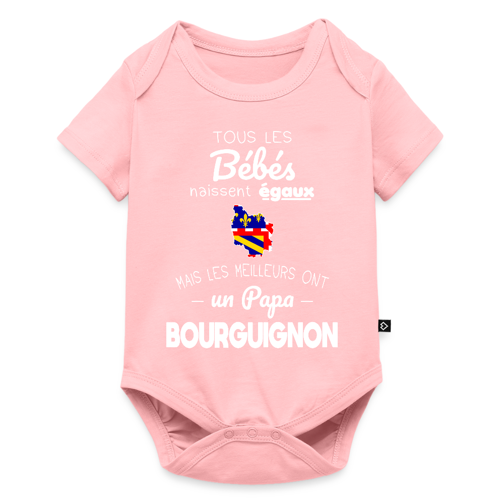 Body Bébé bio manches courtes - Les Meilleurs Ont Un Papa Bourguignon - rose