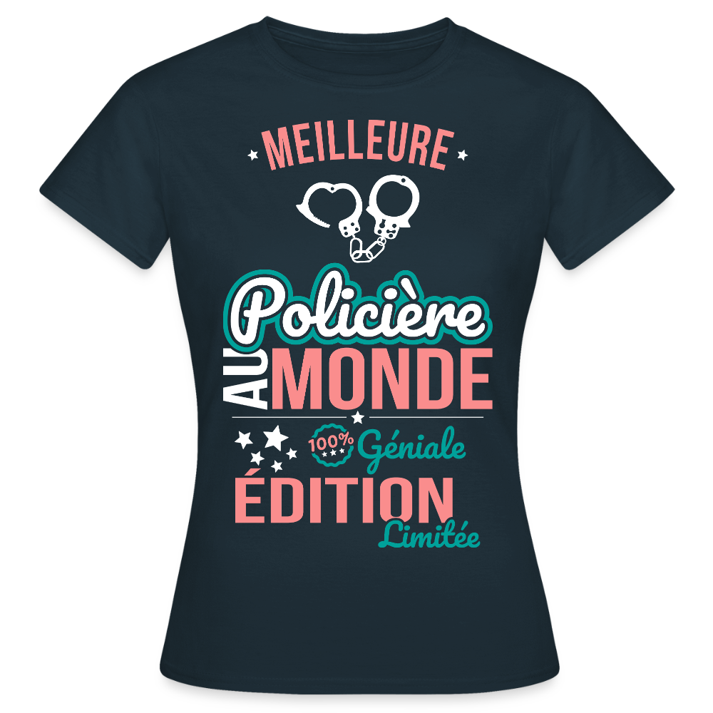 T-shirt Femme - Meilleure Policière au monde - 100% géniale - marine