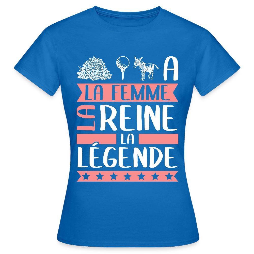 T-shirt femme Tatiana rébus – La femme, la reine, la légende - bleu royal