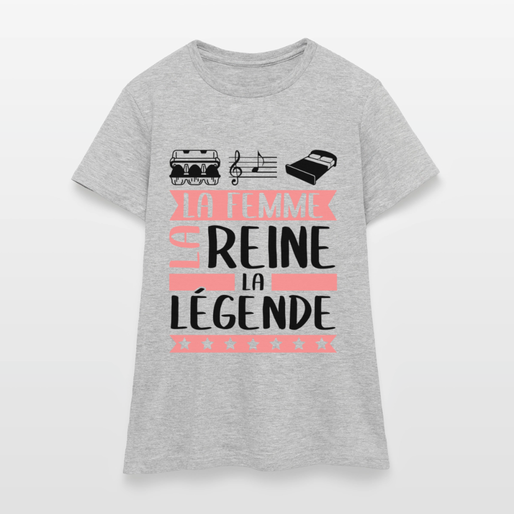 T-shirt femme coloris clair Eulalie rébus – La femme, la reine, la légende - gris chiné