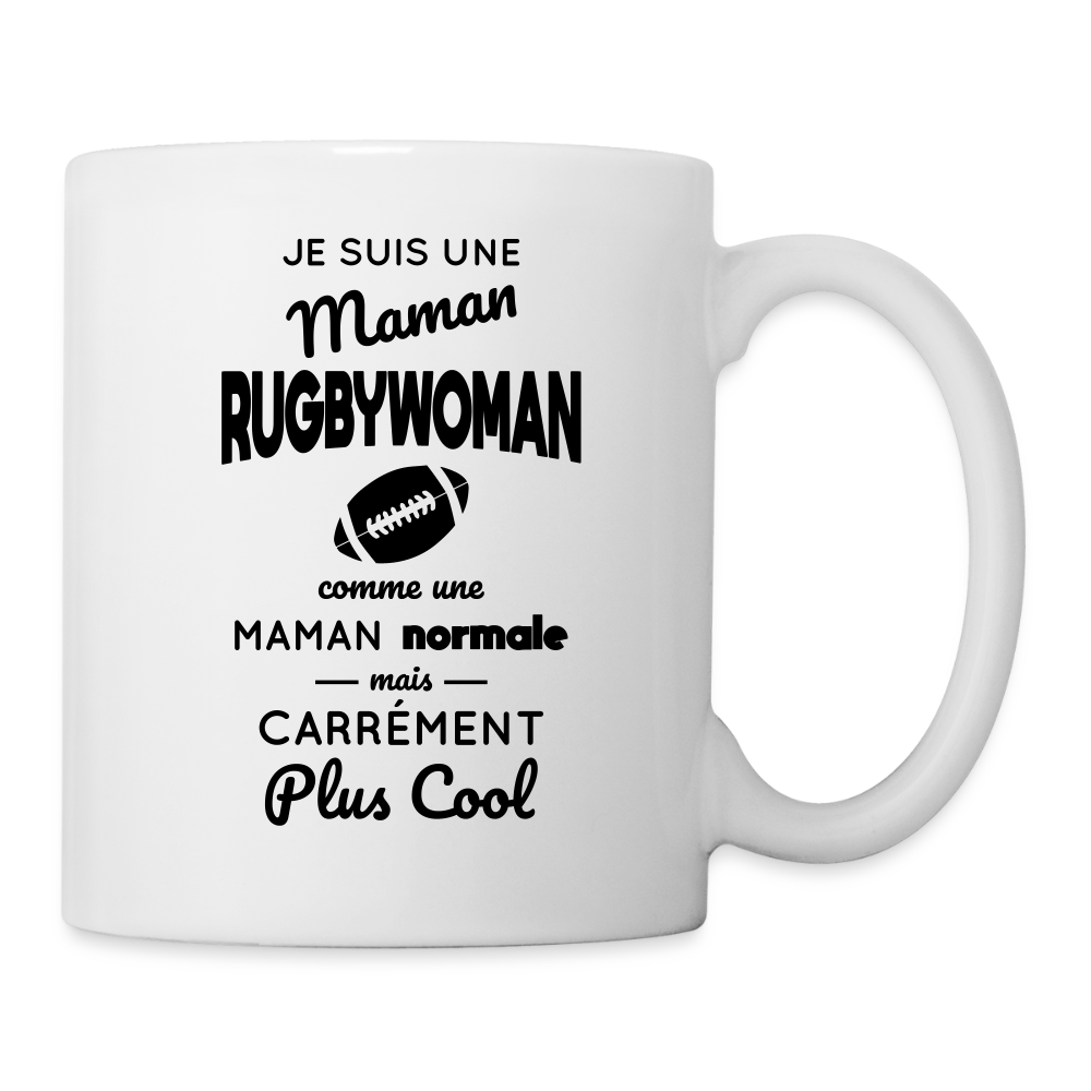 Mug blanc - Maman rugbywoman plus cool - blanc