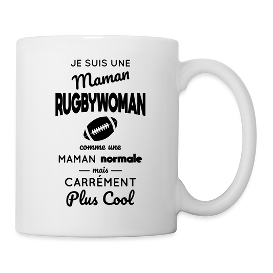 Mug blanc - Maman rugbywoman plus cool - blanc