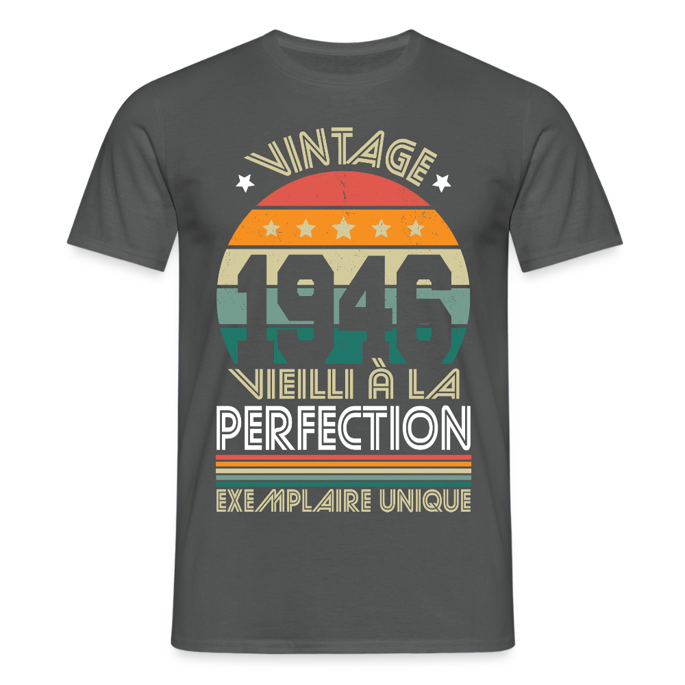 T-shirt anniversaire homme 80 ans – Vintage 1946 - charbon