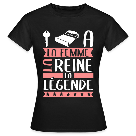 T-shirt femme Clélia rébus – La femme, la reine, la légende - noir