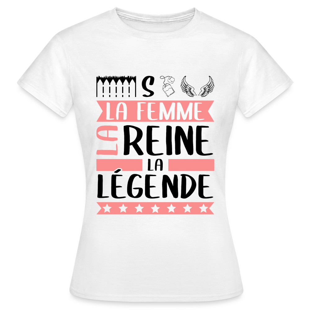 T-shirt femme coloris clair Estelle rébus – La femme, la reine, la légende - blanc