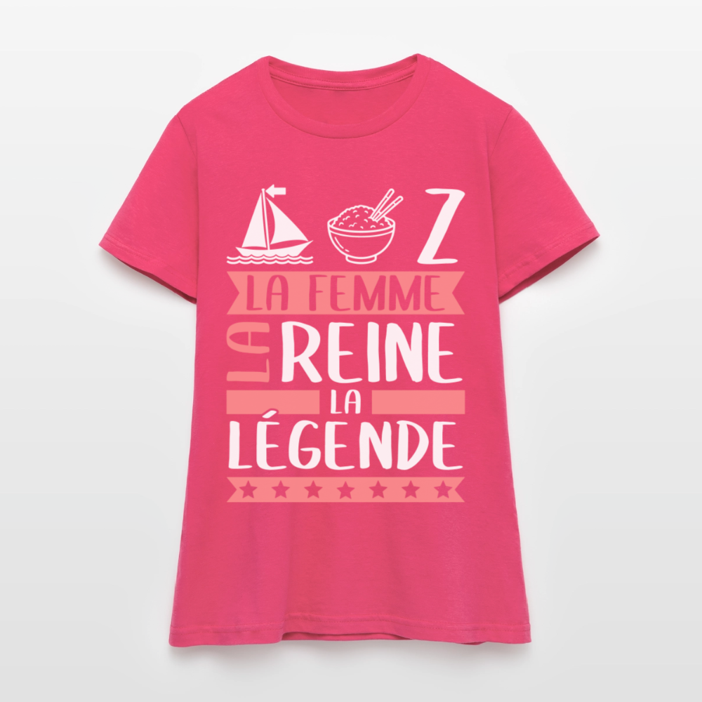 T-shirt femme Maryse rébus – La femme, la reine, la légende - rose azalée