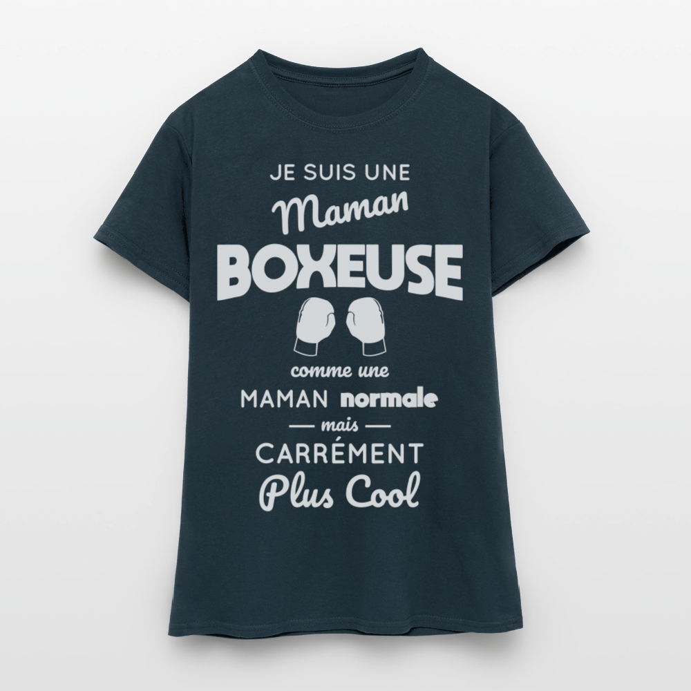T-shirt Femme - Maman boxeuse plus cool - marine