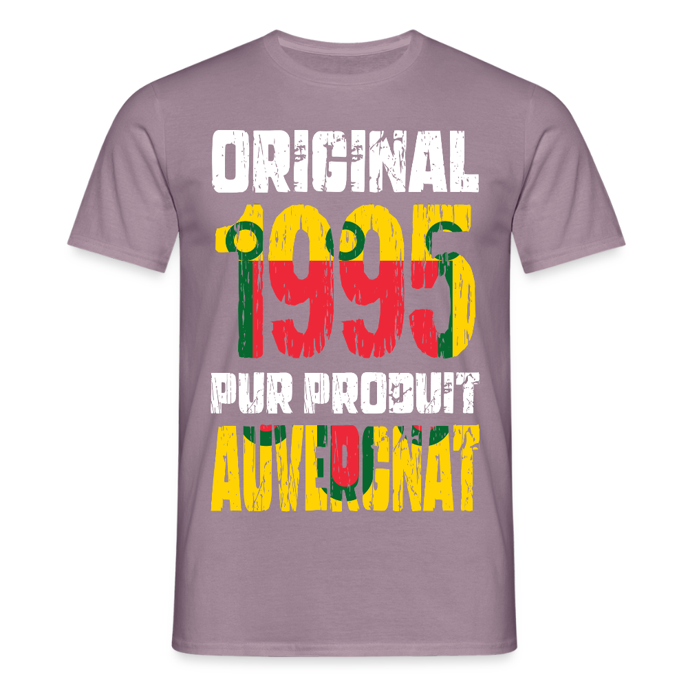 T-shirt Homme - Anniversaire 30 Ans - Original 1995 - Pur produit Auvergnat - mauve gris 