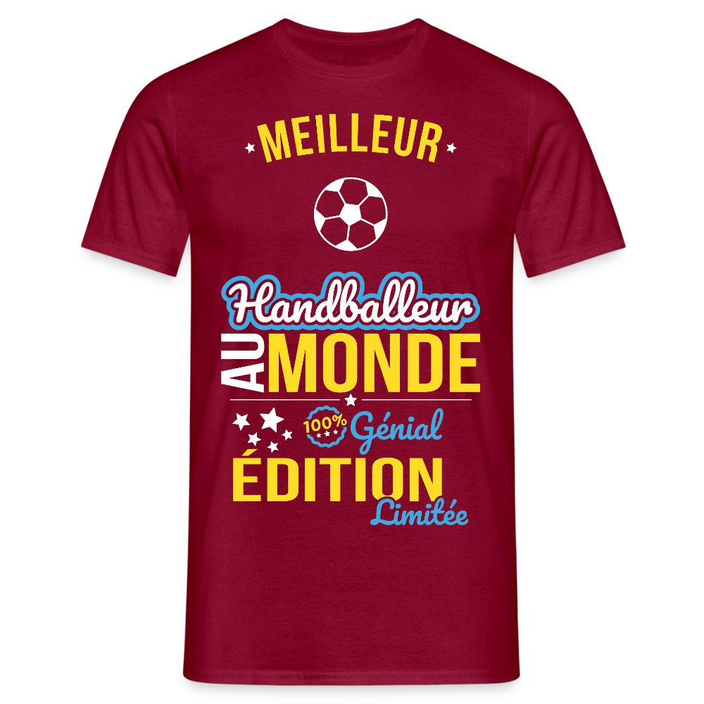 T-shirt Homme - Meilleur Handballeur au monde - 100% génial - rouge brique