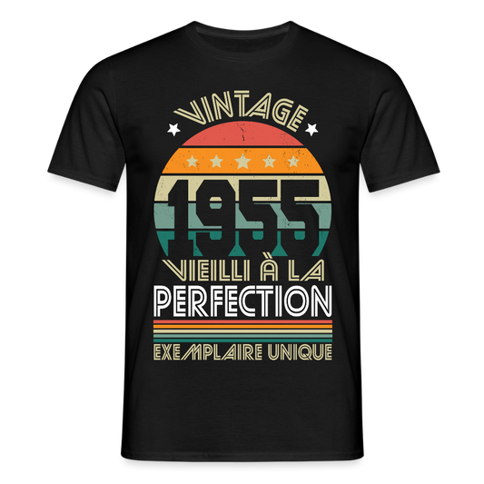 T-shirt Homme - Anniversaire 70 Ans - Vintage 1955 - noir