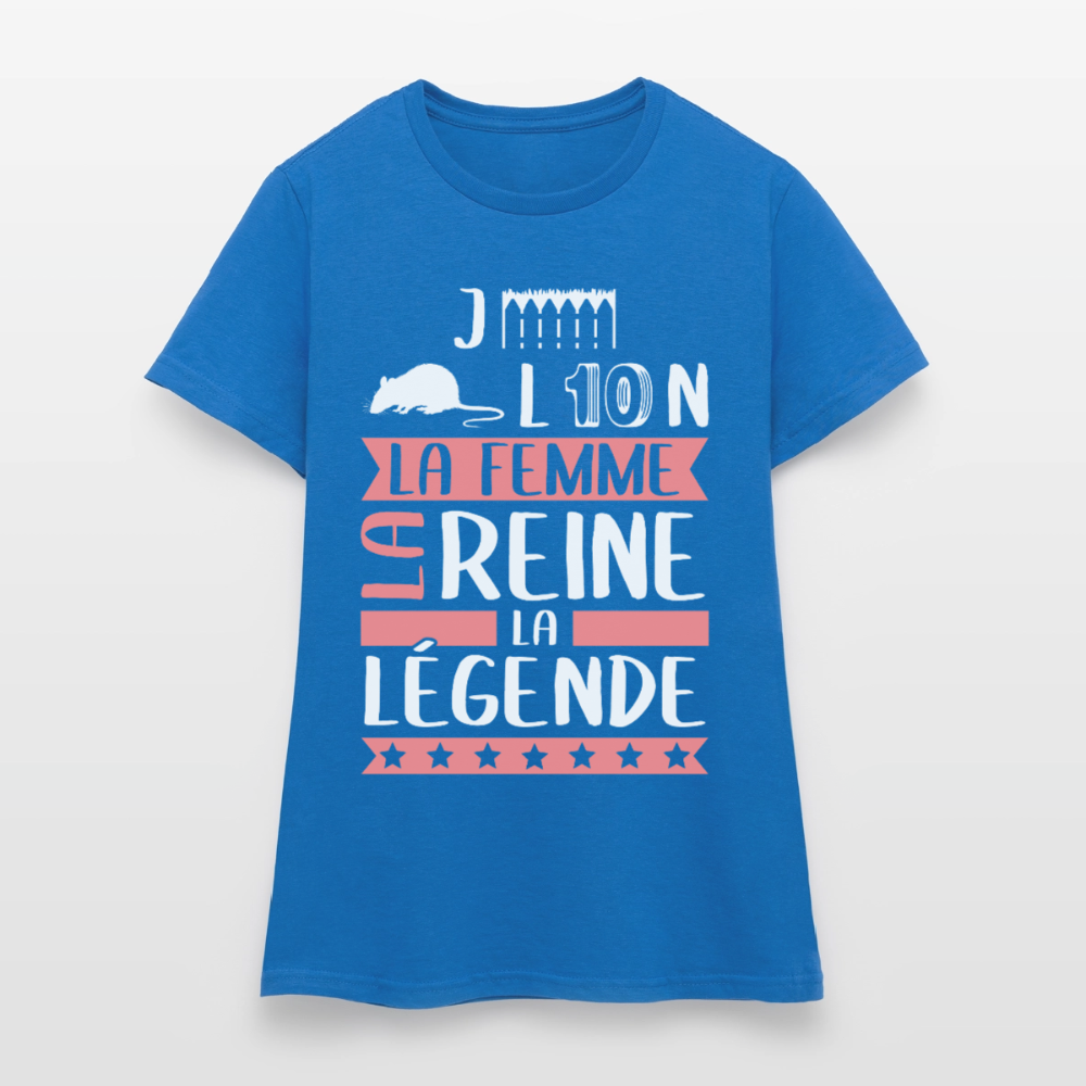 T-shirt femme Géraldine rébus – La femme, la reine, la légende - bleu royal