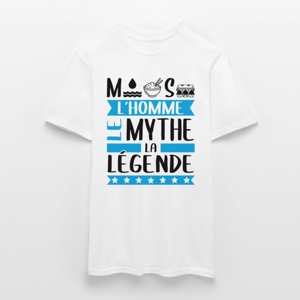 T-shirt homme coloris clair Maurice en rébus – L’homme, le mythe, la légende - blanc