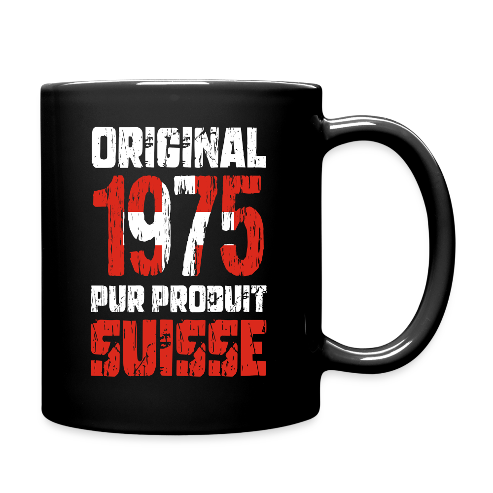 Mug uni - Anniversaire 50 Ans - Original 1975 - Pur produit Suisse - noir