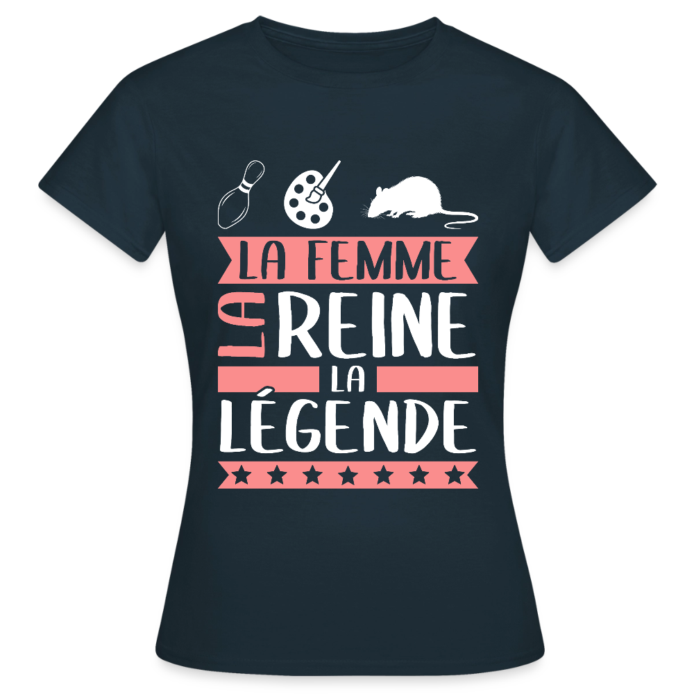 T-shirt femme Chiara rébus – La femme, la reine, la légende - marine