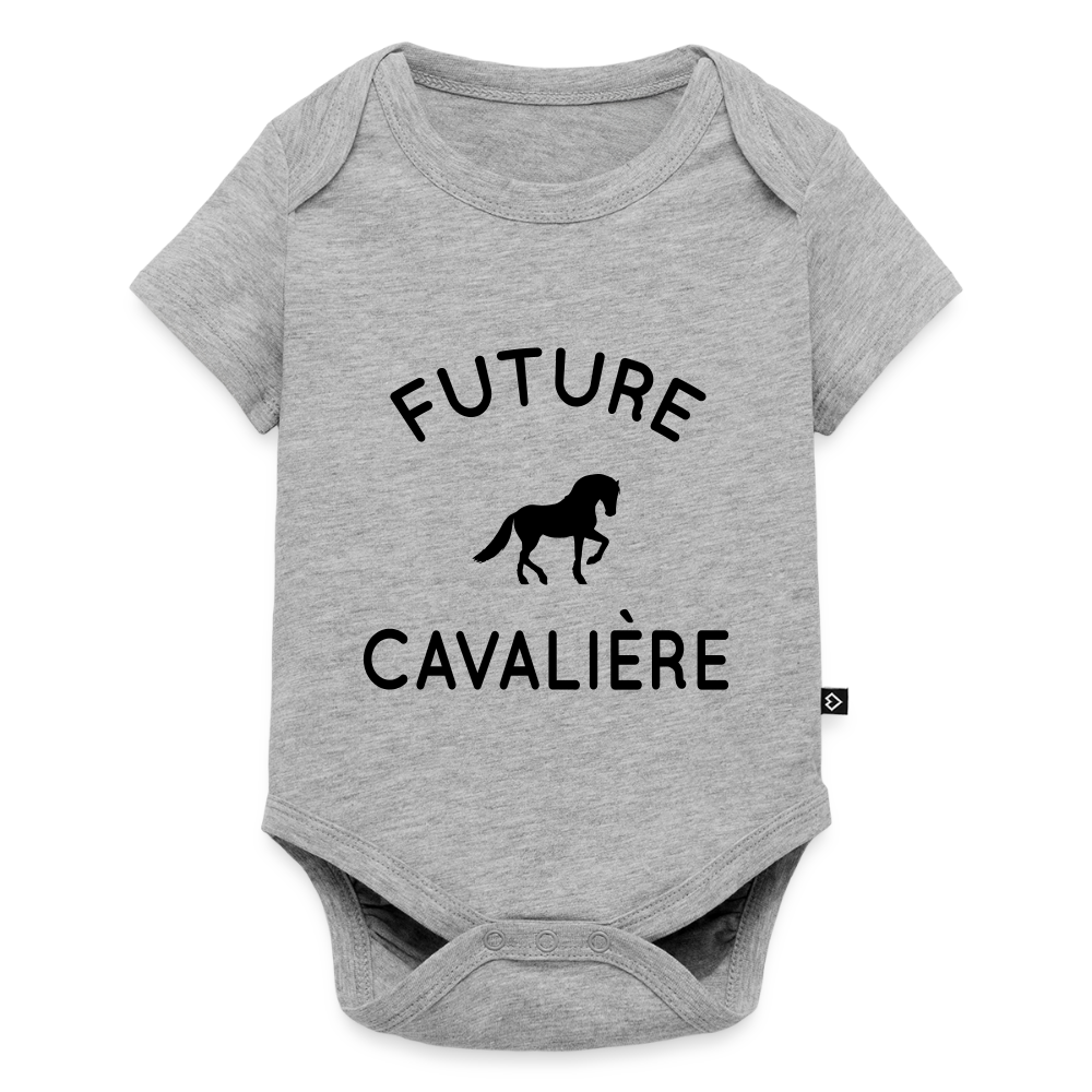 Body Bébé bio manches courtes - Future cavalière - gris chiné