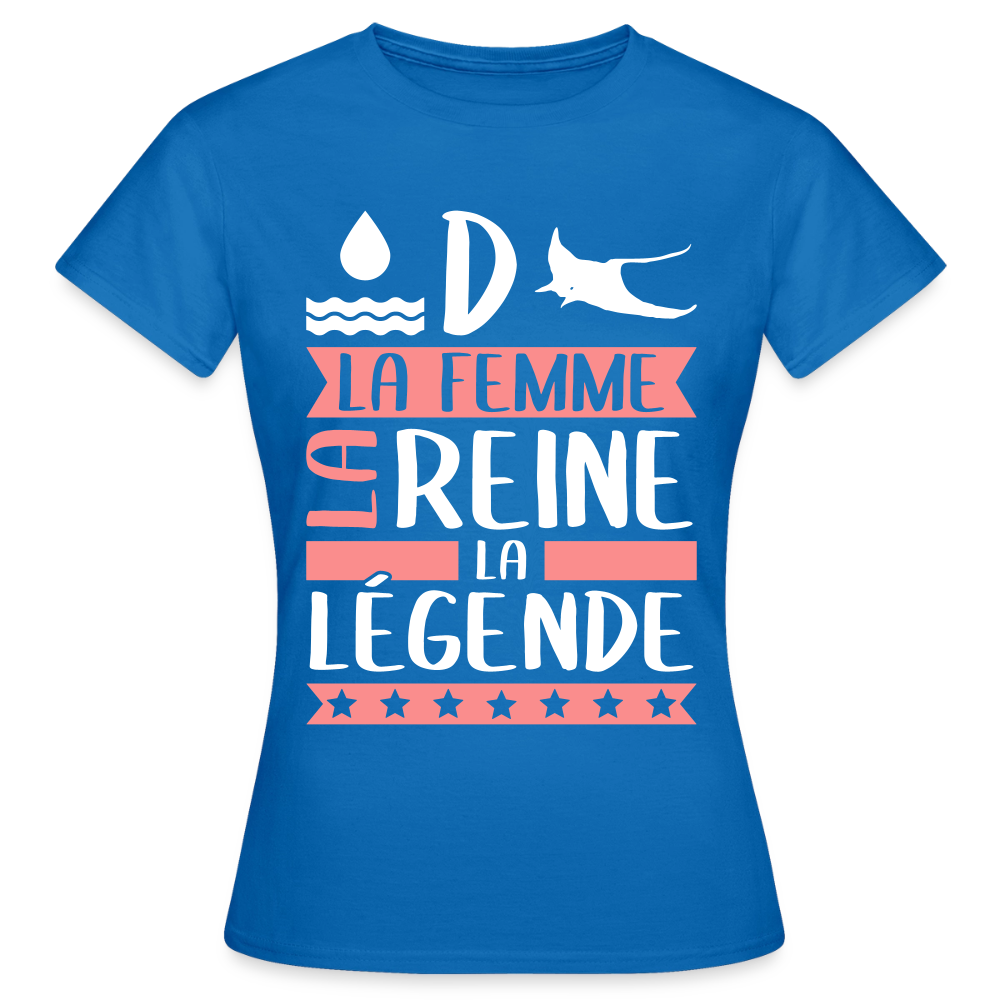 T-shirt femme Audrey rébus – La femme, la reine, la légende - bleu royal