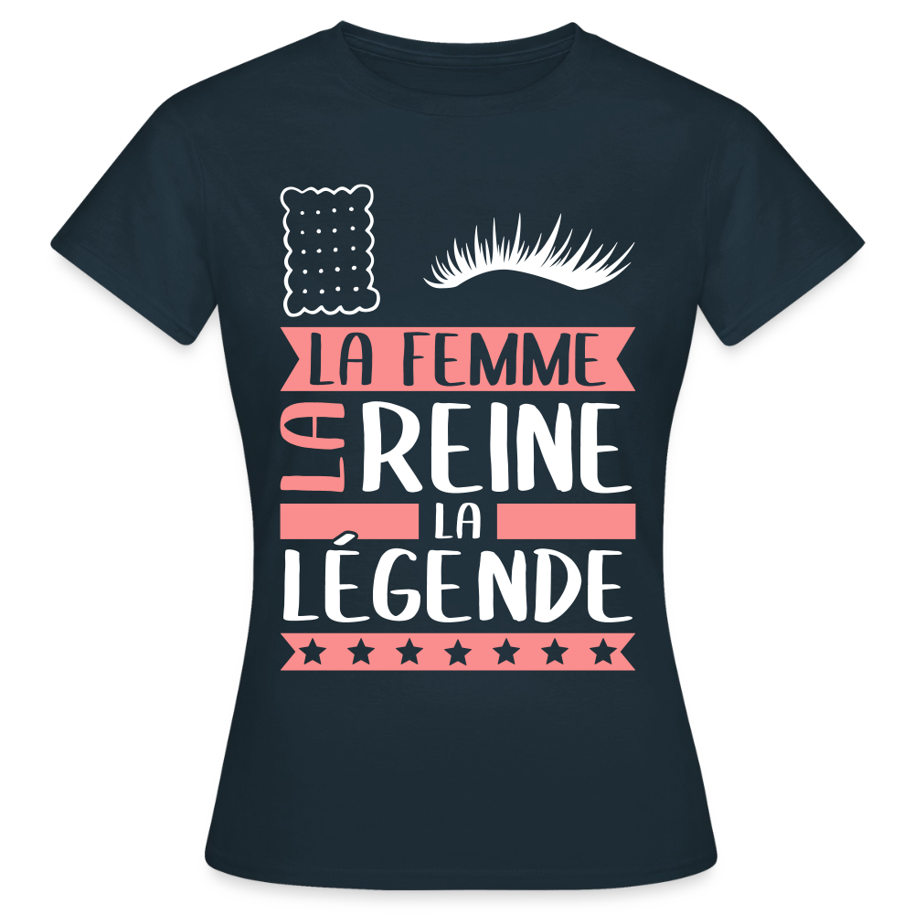 T-shirt femme Lucile rébus – La femme, la reine, la légende - marine