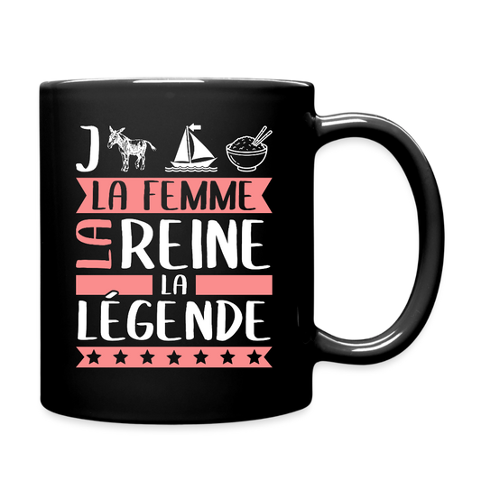 Mug uni Jeanne-Marie rébus – La femme, la reine, la légende - noir