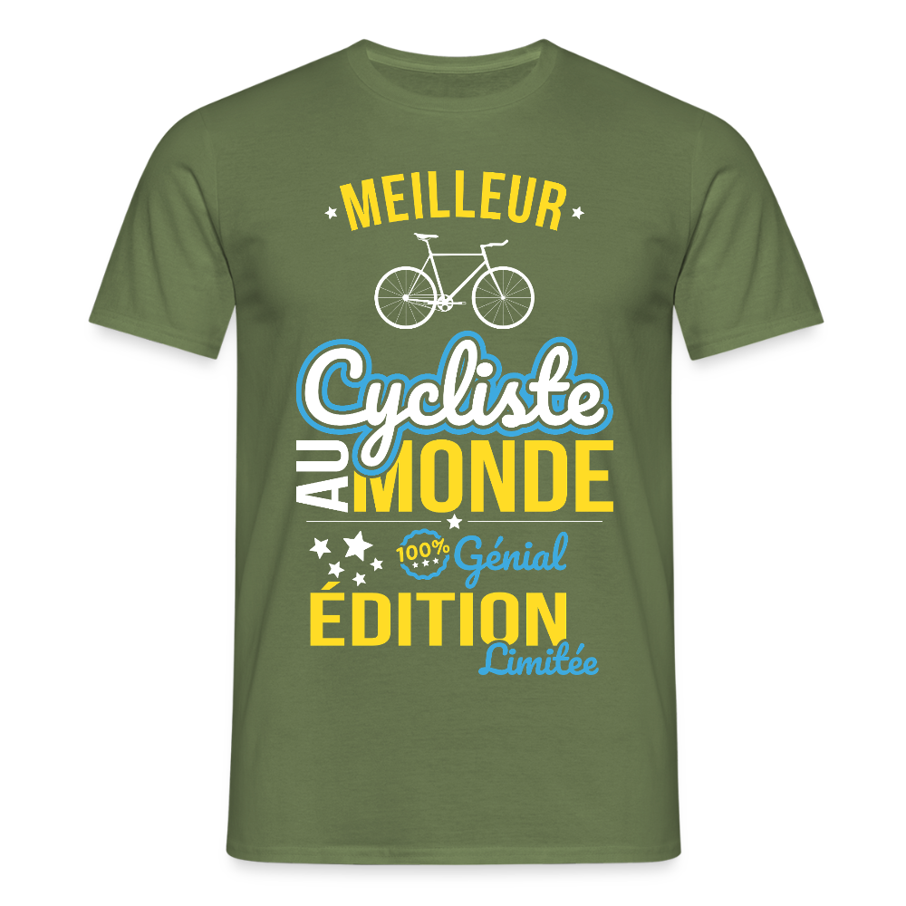 T-shirt Homme - Meilleur Cycliste au monde - 100% génial - vert militaire