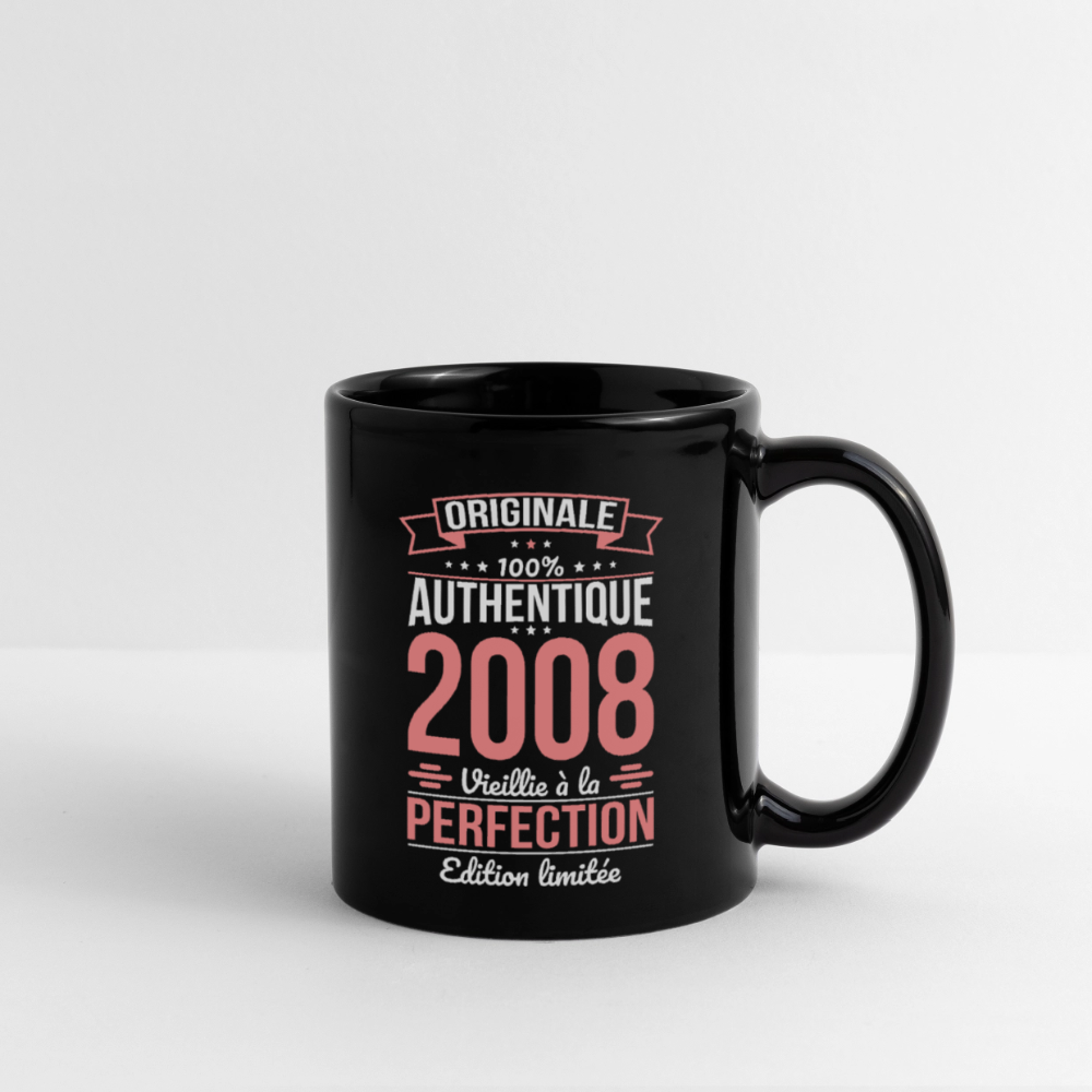 Mug anniversaire femme 18 ans – Originale 2008 - noir