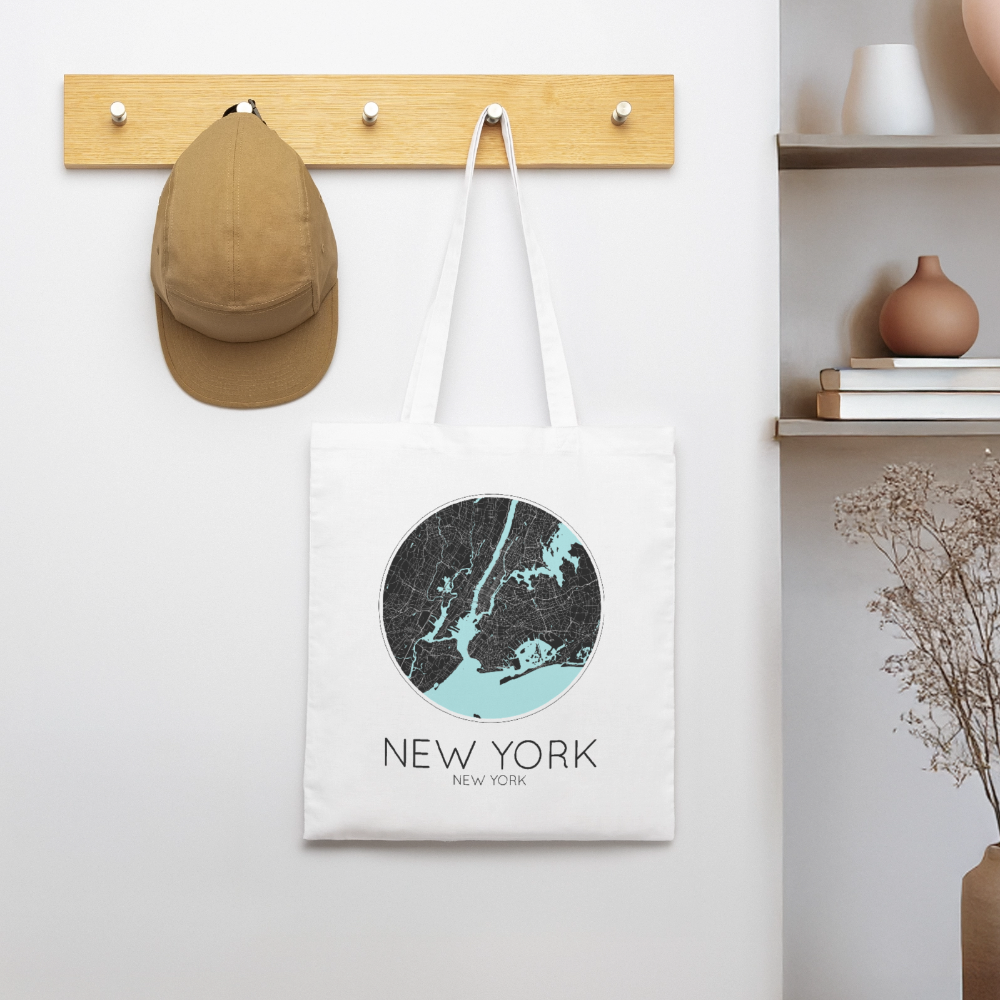 Tote Bag New York Bio Coloris Clair – Plan de New York - blanc