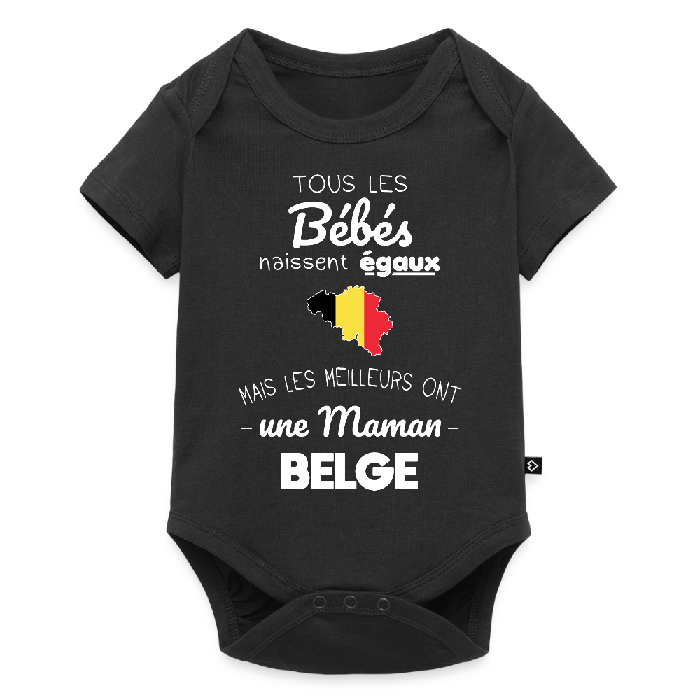 Body Bébé bio manches courtes - Les Meilleurs Ont Une Maman Belge - noir