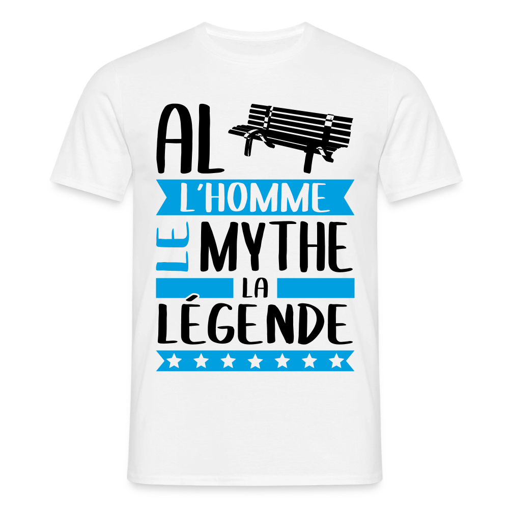 T-shirt homme coloris clair Alban rébus – L’homme, le mythe, la légende - blanc