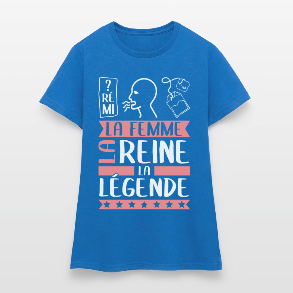 T-shirt femme Dorothée rébus – La femme, la reine, la légende - bleu royal