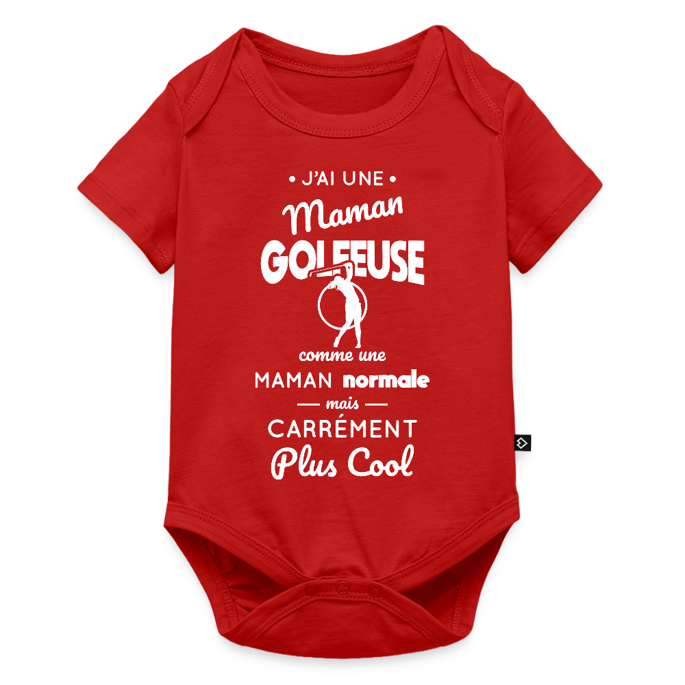 Body Bébé bio manches courtes - J'ai une maman golfeuse - rouge