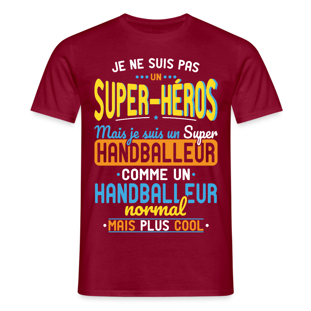 T-shirt Homme - Pas un Super-Héros mais un super Handballeur - rouge brique