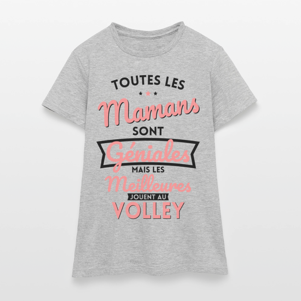 T-shirt Femme - Mamans géniales - Les meilleures jouent au volley - gris chiné