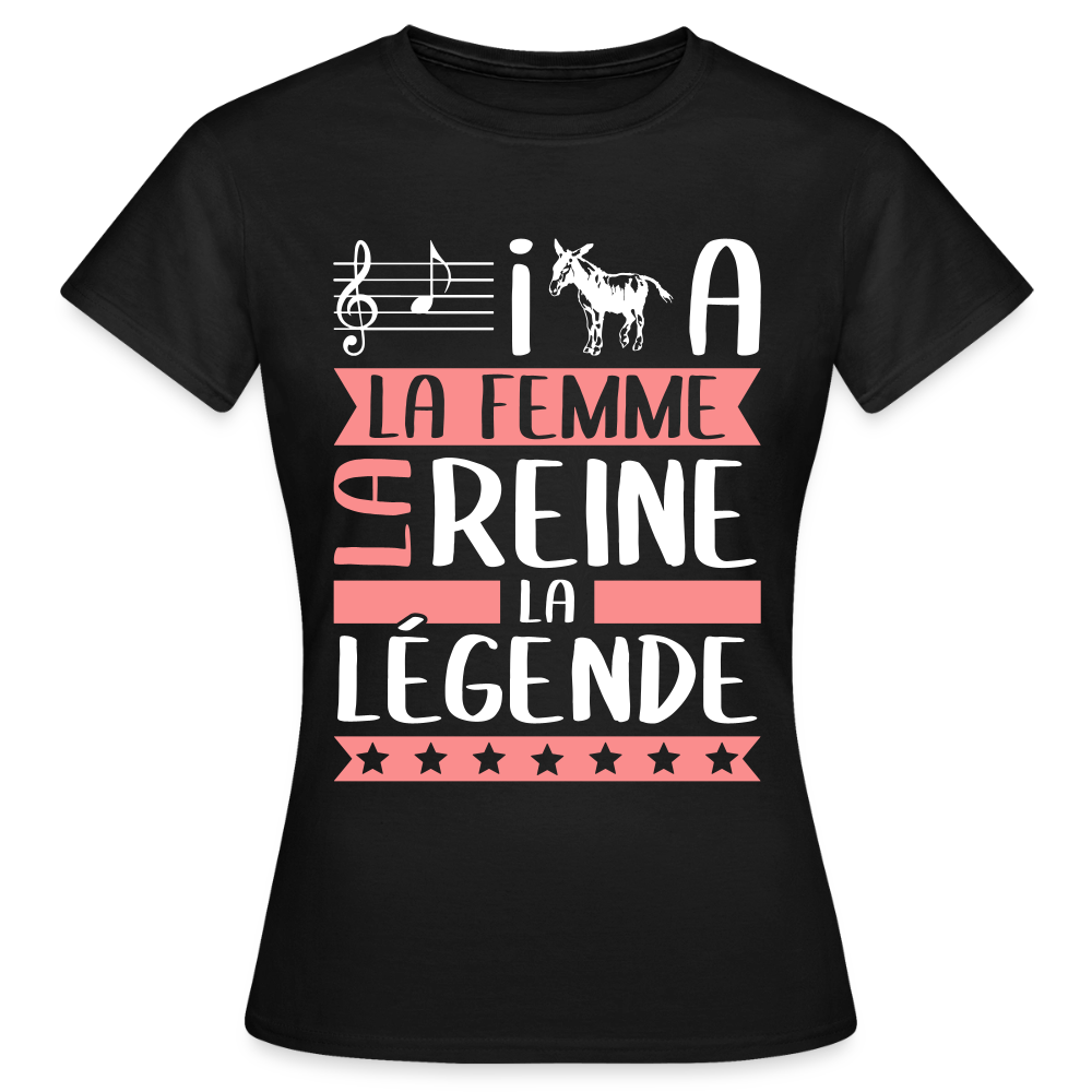 T-shirt femme Layana rébus – La femme, la reine, la légende - noir