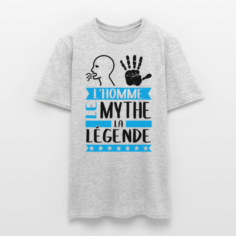 T-shirt homme coloris clair Romain en rébus – L’homme, le mythe, la légende - gris chiné