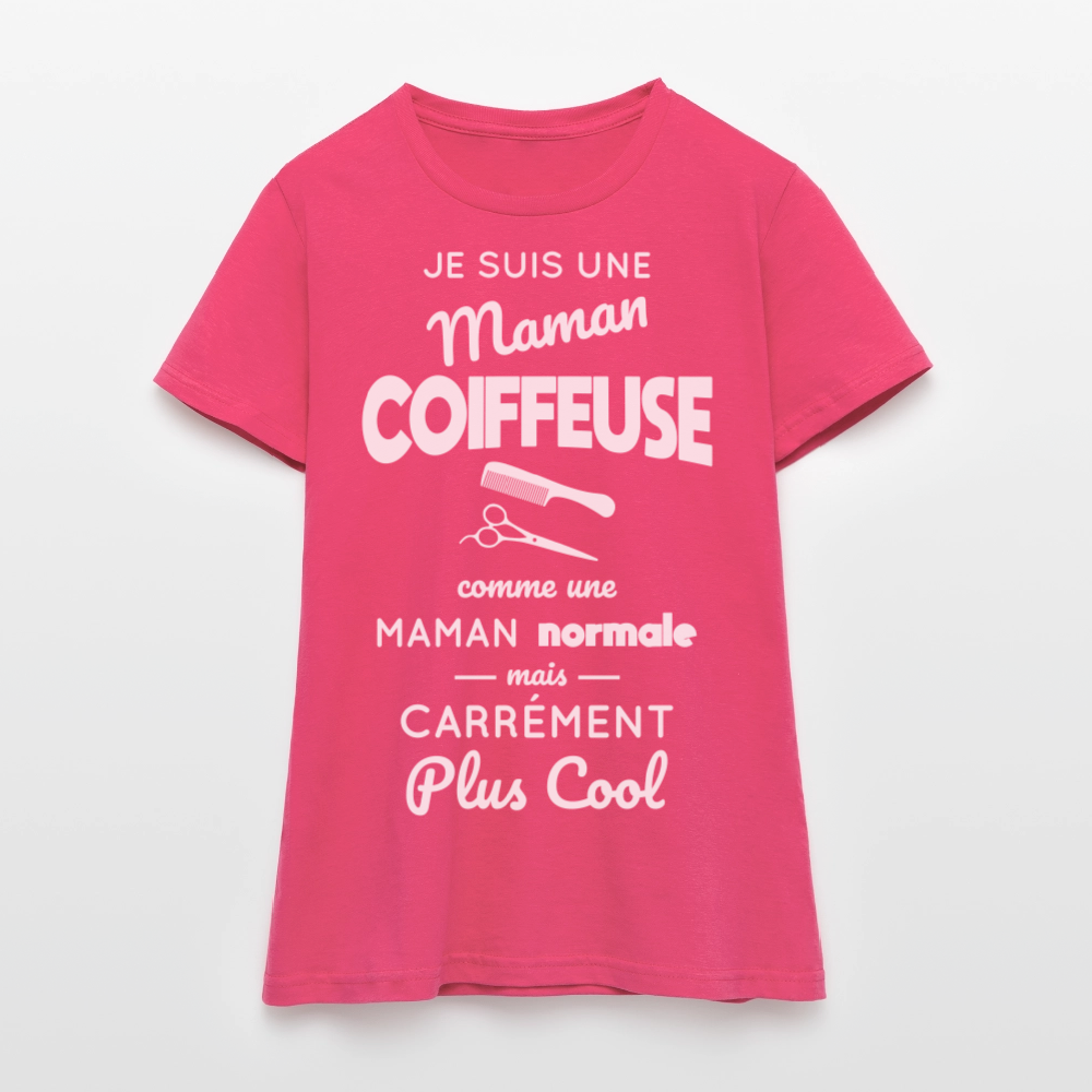 T-shirt Femme - Maman coiffeuse plus cool - rose azalée