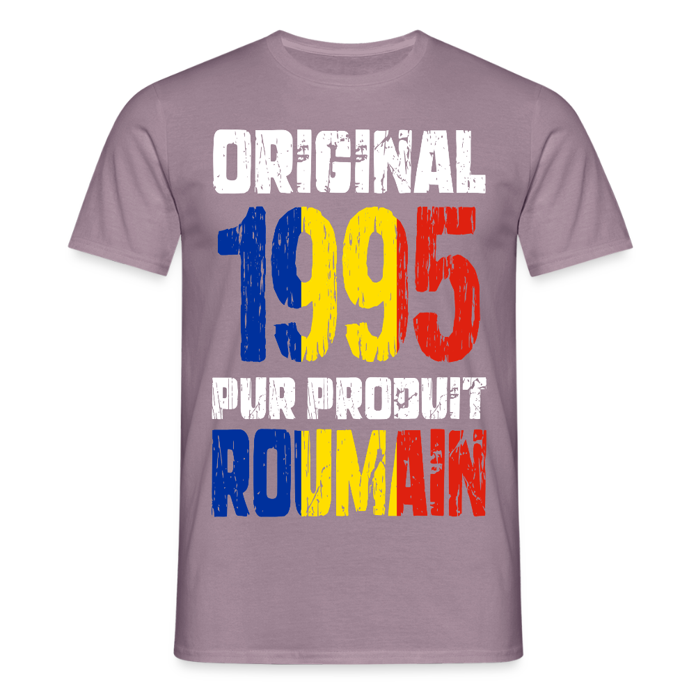 T-shirt Homme - Anniversaire 30 Ans - Original 1995 - Pur produit Roumain - mauve gris 