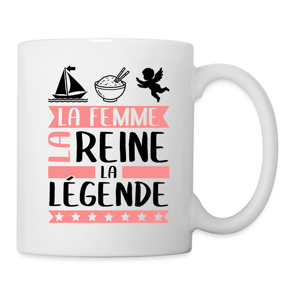 Mug blanc Marie-Ange rébus – La femme, la reine, la légende - blanc