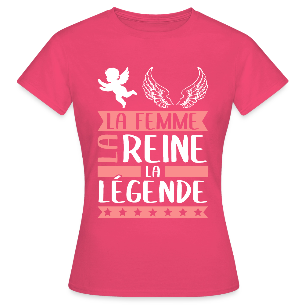 T-shirt femme Angèle rébus – La femme, la reine, la légende - rose azalée
